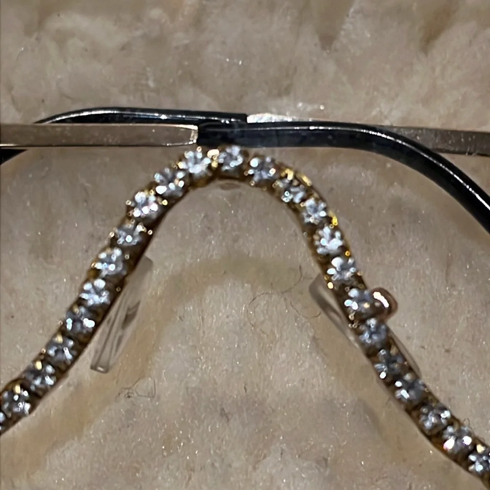 Crystal Embellished Gold and Black Sunglasses